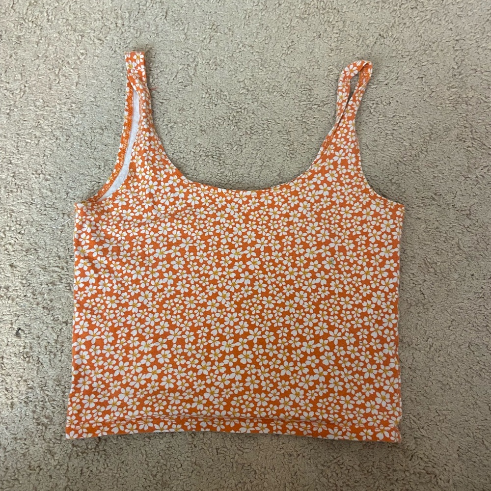 adorable plumeria orange tank top